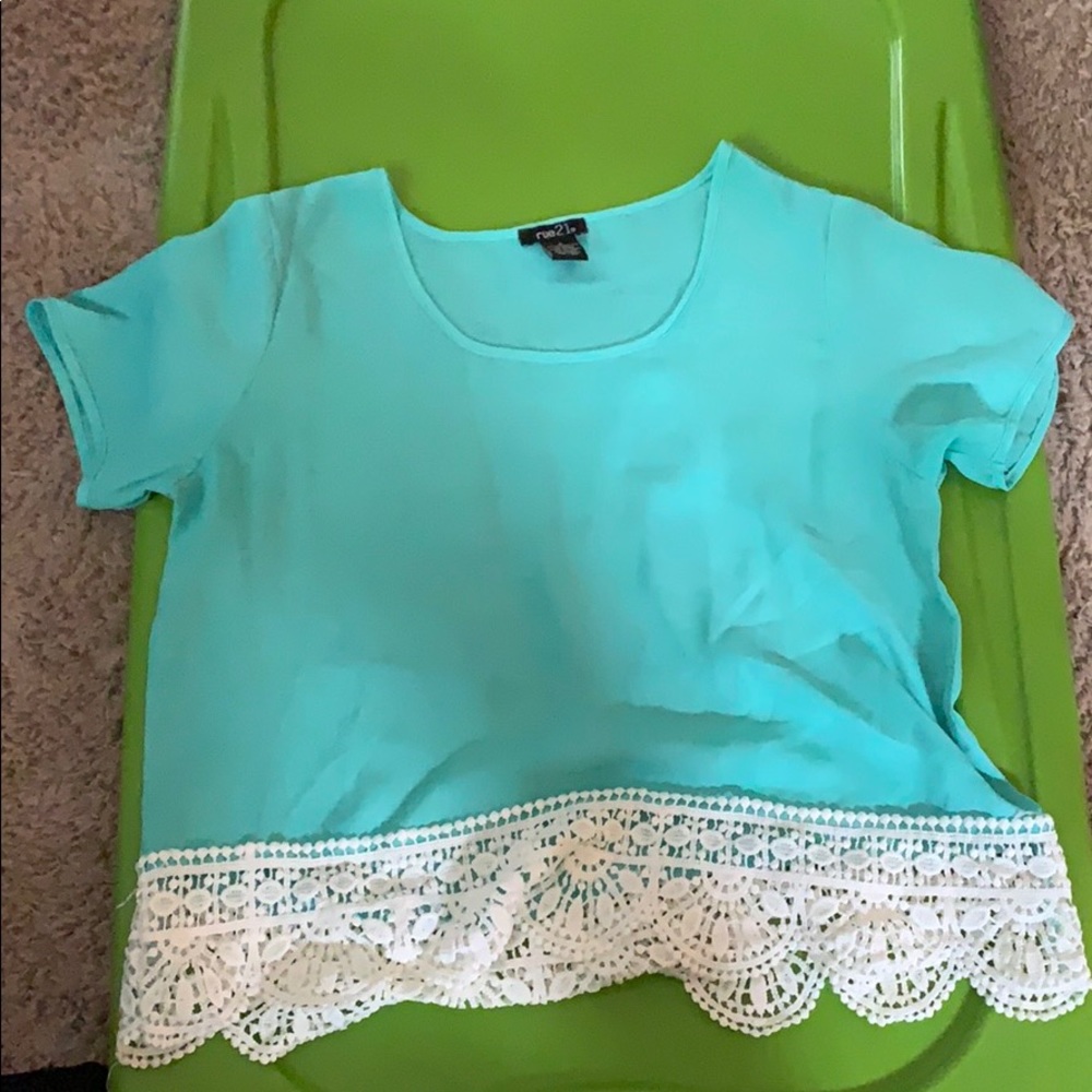 Teal lace top - Picture 1 of 1